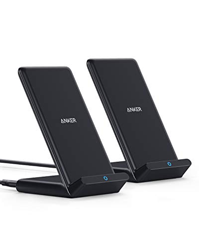 Anker PowerWave Ladeständer im Doppelpack, kabelloses Ladegerät, 7.5W für iPhone 11 11 Max Xs Max XR XS X 8 8Plus, 10W Schnellladungen für Galaxy S20/ S10 / S9 / S8, Note 10, Netzteil Nicht inklusive