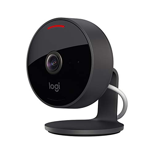 Logitech Circle View - wetterfeste kabelgebundene Überwachungskamera für zu Hause, 180° Weitwinkel, 1080p HD, Nachtsicht, 2-Wege-Audio, Verschlüsselung und Apple HomeKit Secure Video - Schwarz