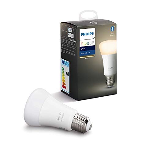 Philips Hue White E27 LED Lampe Einzelpack, dimmbar, warmweißes Licht, steuerbar via App, kompatibel mit Amazon Alexa (Echo, Echo Dot), Gerät „Zertifiziert für Menschen“