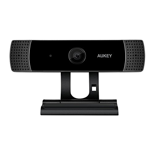 AUKEY Webcam 1080P Full HD mit Stereo Mikrofon, Web-Kamera für Chat Video und Aufnahme, kompatibel mit Windows, Mac und Android