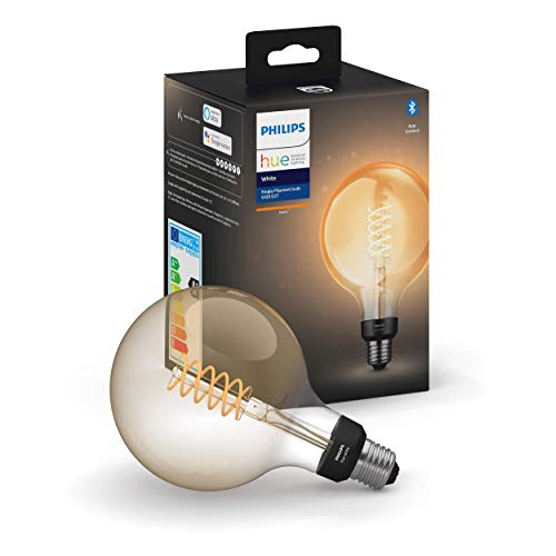 Philips Hue White E27 LED-Lampe Filament Giant Globe, Vintage-Design, dimmbar, warmweißes Licht, steuerbar via App, kompatibel mit Amazon Alexa (Echo, Echo Dot), transparent, 929002459001
