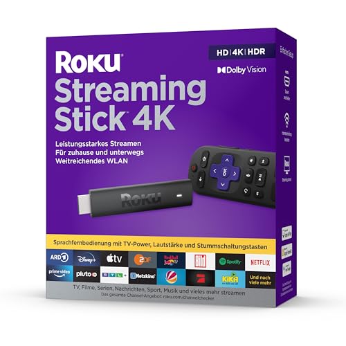 Roku Streaming Stick 4K | 4K/HDR/Dolby Vision Streaming Media Player | Funktioniert nur in Deutschland