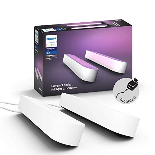 Philips Hue White and Color Ambiance Play Lightbar Doppelpack, dimmbar, bis zu 16 Millionen Farben, steuerbar via App, kompatibel mit Amazon Alexa, weiß/schwarz