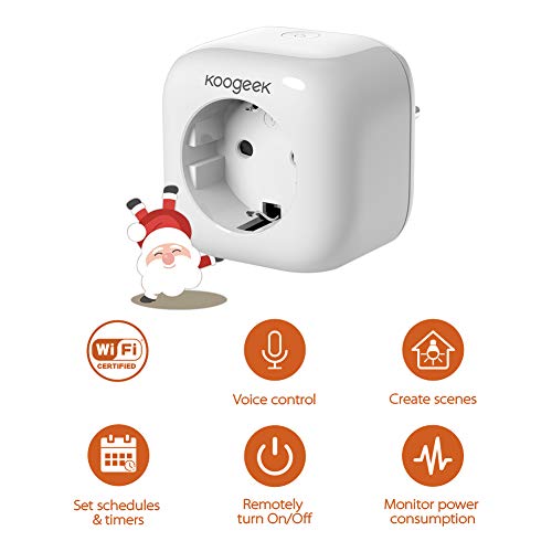 Smart Plug Koogeek Intelligente Wifi Steckdose Kompatibel mit Alexa/Echo mit Apple HomeKit mit Google Assistant mit Siri Remote Control auf 2.4 GHz Netzwerk