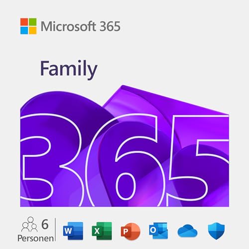 Microsoft 365 Family | 1 Jahr | bis zu 6 Personen | Office Apps mit KI | bis zu 6 TB Cloudspeicher | Aktivierungscode per E-Mail