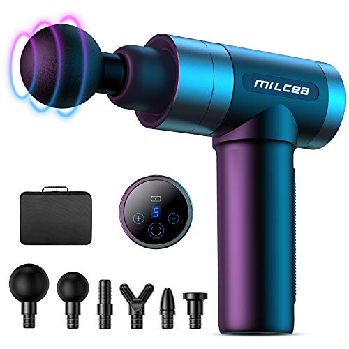 MILcea Massagepistole, Massage Gun,Massagepistole Massagegerät mit 5 Geschwindigkeiten, LED-Anzeige-Touchscreen Massage Gun, Elektrisches Handmassagegerät mit Massageköpfen für Nacken Schulter Rücken