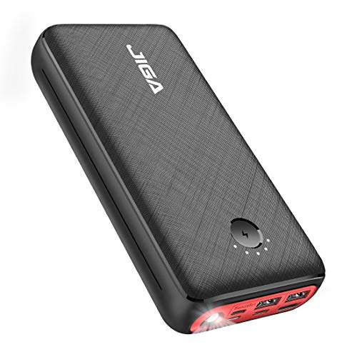 JIGA Powerbank 30000mAh Externer Akku Tragbares Ladegerät USB C Power Bank, 3 Eingängen und 3 Ausgängen Handy-Ladegerät Akku Kompatibel mit iPhone, Samsung, Huawei, iPad usw