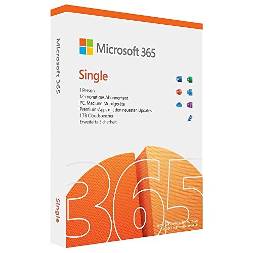 Microsoft 365 Single (inkl. Microsoft Defender) | 1 Nutzer | Mehrere PCs/Macs, Tablets und mobile Geräte | 1 Jahresabonnement | Box