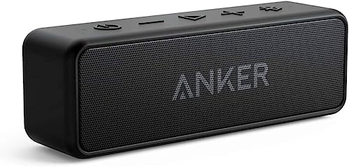 Anker SoundCore 2 Bluetooth Lautsprecher, Enormer mit Dualen Bass-Treibern, 24h Akku, Verbesserter IPX7 Wasserschutz, Kabelloser, für iPhone, galaxy usw.(Schwarz)