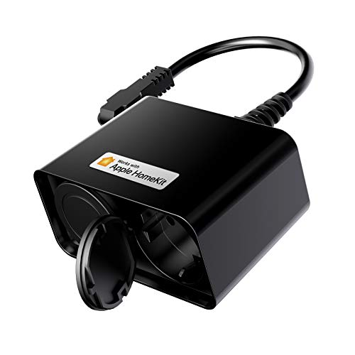 Smart Outdoor Steckdose funktioniert mit Apple HomeKit meross WLAN Außensteckdose Wasserdicht, WiFi Garten DoppeLsteckdose, kompatibel mit Siri, Alexa, Google Assistant, nur 2,4 GHz