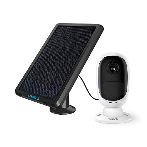 Reolink Überwachungskamera Argus 2 + Solarpanel, 1080p kabellose WLAN IP Kamera mit wiederaufladbarer Batterie, 2-Wege-Audio und SD Kartenslot für Außen, kostenlose App und PC-Client