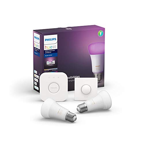 Philips Hue White & Col. Amb. E27 2er Starter Set 2x806lm Bluetooth, 1x SmartButton