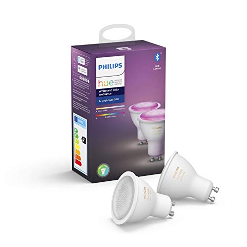Philips Hue White & Color Ambiance GU10 Lampe Doppelpack, dimmbar, bis zu 16 Millionen Farben, steuerbar via App, kompatibel mit Amazon Alexa (Echo, Echo Dot)