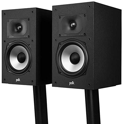 Polk Audio Monitor XT20 Regallautsprecher, Stereolautsprecher, Surround Lautsprecher, Hi-Res Zertifiziert, Dolby Atmos und DTS:X kompatibel (Paar) - Schwarz