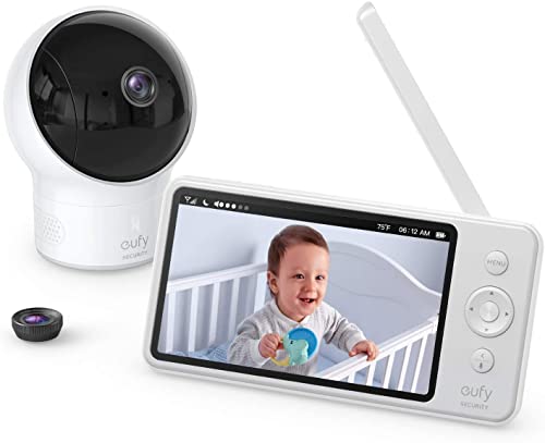 eufy Security SpaceView Babyphone mit 5 Zoll LCD-Display, 720 HD, 140m Reichweite, Weitwinkelobjektiv, präzise Nachtsicht, beidseitige Audiofunktion, 2900mAh Akku, Temperatursensor, smarte Meldungen