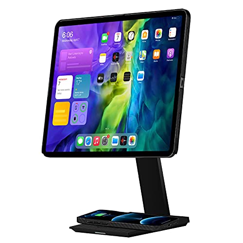 PITAKA Magnetisch Tablet Ständer, verstellbare iPad Halterung mit 15W kabelloser Ladestation, Premium iPad Halter kompatibel mit MagEZ Case 2 für iPad Pro und Allen Tablets, MagEZ Stand Serie