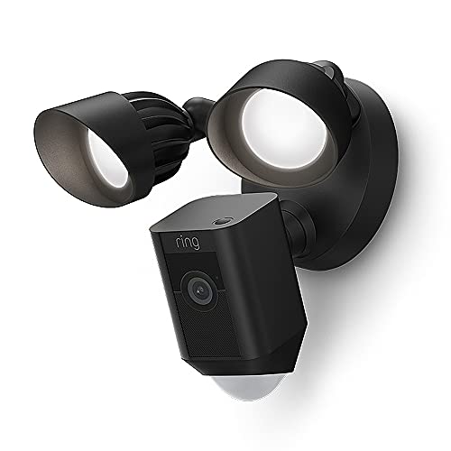 Ring Floodlight Cam Wired Plus von Amazon | 1080p-HD-Video, LED-Flutlichter, integrierte Sirene, festverdrahtete Installation | Mit 30-tägigem Testzeitraum für Ring Protect | Schwarz