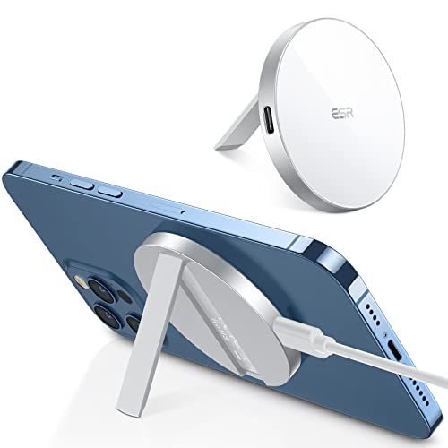 ESR HaloLock Kabelloses Ständer Ladegerät, Kompatibel mit MagSafe/iPhone 13/13 Pro/13 mini/13 Pro Max/12/12 mini/12 Pro/12 Pro Max/Magnetischer Hülle, 1,5m USB-C Schnellladekabel, Kein Adapter, Weiß