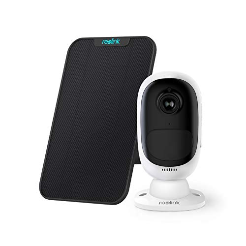 Reolink Akku Überwachungskamera Aussen, 1080p Kabellose WLAN IP Kamera Argus 2 mit Solarpanel, 2,4GHz WiFi, PIR Bewegungsmelder, 2-Wege-Audio, Sternenlicht-Nachtsicht und SD-Kartenslot