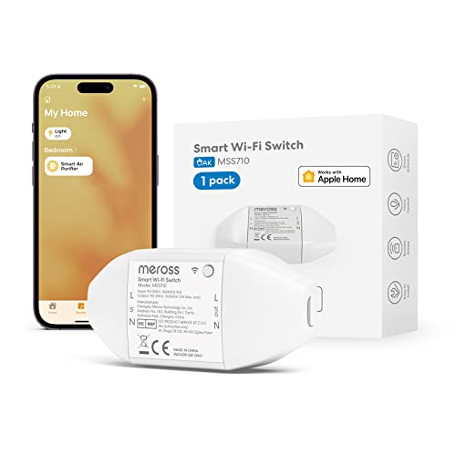 Meross WLAN Schalter funktioniert mit Apple HomeKit, Smart Switch Fernbedienung mit Sprachsteuerung mit Siri Alexa, Google Assistant, SmartThings, DIY Smart für elektrische Haushaltsgeräte