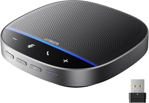 Anker PowerConf S500 Konferenz-Lautsprecher mit Zoom Zertifizierung, USB-C Bluetooth-Lautsprecher für Anrufe, Konferenzen, Telefonieren, Mikrofone für smarte Stimmaufnahme, Black
