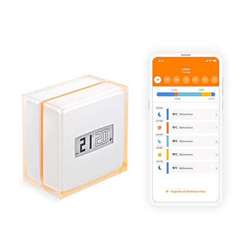 Netatmo Smart Thermostat Zur Steuerung von Heizungsanlagen, NTH01-DE-EC, Orange, Weiß