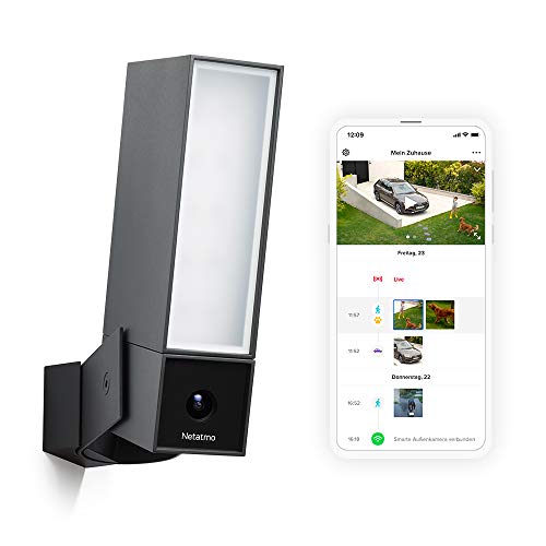 Netatmo Smarte Überwachungskamera Außen, Wlan, Integrierte Beleuchtung , Bewegungserkennung, Nachtsicht, Ohne Abonnement, NOC01-DE (Presence)