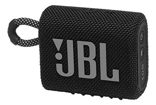 JBL GO 3 kleine Bluetooth Box in Schwarz – Wasserfester, tragbarer Lautsprecher für unterwegs – Bis zu 5h Wiedergabezeit mit nur einer Akkuladung