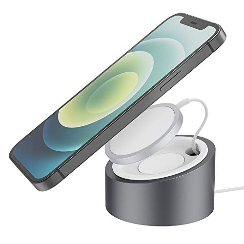 Magsafe Ladegerät Halterung Stouchi 326g Heavy-Duty Premium Metal Mag Safe Ständer Holder Kompatibel mit Magsafe Charger für iPhone 12(Magsafe Ladegerät Nicht im Lieferumfang enthalten)-Space Grey