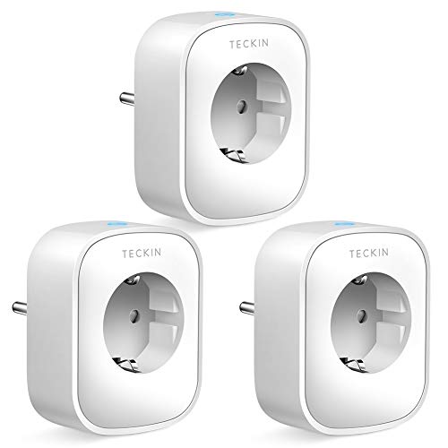 TECKIN WLAN Steckdose Smart Steckdose Plug Wifi Stecker Fernbedienbar und Sprachsteuerung IP Steckdosen Stromverbrauch messen, funktioniert mit Google Home und IFTTT, auf NUR 2.4 GHz Netzwerk, 3 Pack