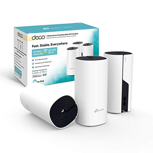 TP-Link Deco P9 Powerline WLAN Mesh Set (Dualband 1200Mbit/s + HomePlug 1000Mbit/s, Reichweite bis zu 560m², Qualcomm Core, 6xGigabit-Ports, kompatibel mit Amazon Alexa, Schnellinstallation) weiß