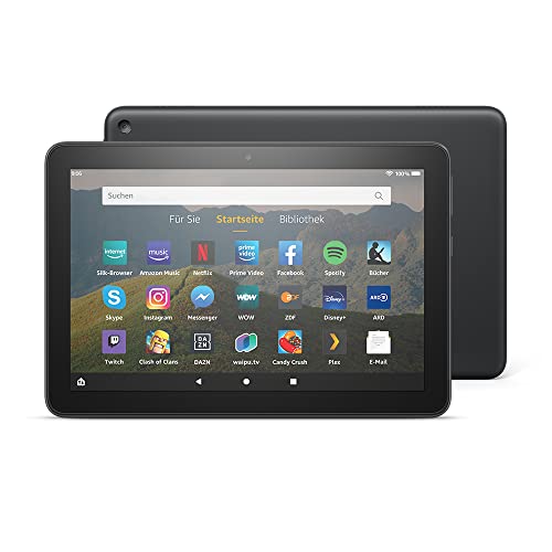 Fire HD 8-Tablet, 8-Zoll-HD-Display, 32 GB, Schwarz, Mit Werbung, für Unterhaltung unterwegs (2020)