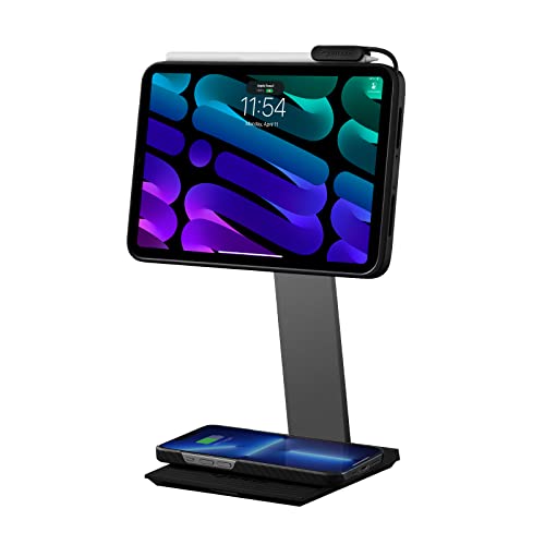 pitaka Magnetische Aufladbare Tablet Halterung verstellbare iPad Ständer für MagEZ Case Pro iPad Mini 6 mit 15W Kabelloser Ladestation [MagEZ Charging Stand]