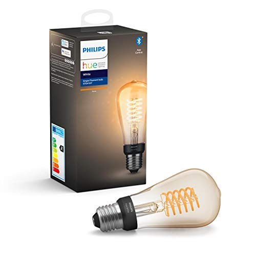 Philips Hue Weißes Filament Single Smart LED ST64 Glühbirne [E27 Edison Schraube] mit Bluetooth, Flammenweiß, Funktioniert mit Alexa, Google Assistant, Apple HomeKit, Microsoft Cortana, 929002241201