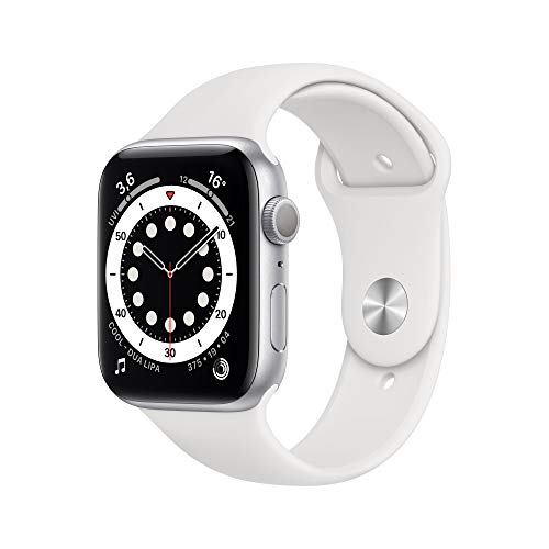Apple Watch Series 6 (GPS, 44 mm) Aluminiumgehäuse Silber, Sportarmband Weiß