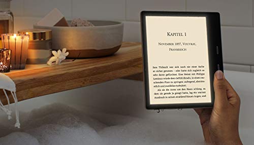 Kindle Oasis, Leselicht mit verstellbarer Farbtemperatur, wasserfest, 8 GB, WLAN, Grafit