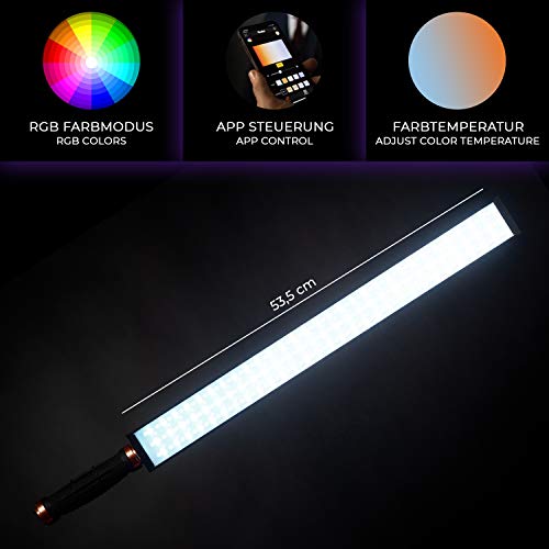 Rollei Lumen LED-Stableuchte I RGB Bi-Color Videoleuchte I App-Steuerung I LED Video-Licht geeignet für Portrait, Produkt & Videografie