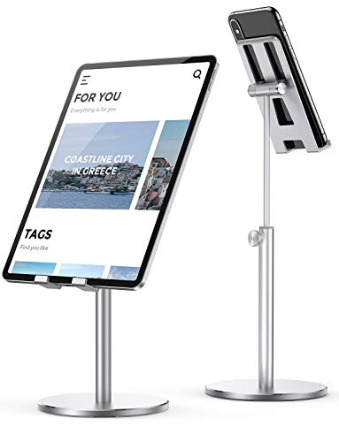 LISEN Verstellbare Tablet/Handy Ständer, Stabiler Ganzmetall Tablet Halterung Verstärkung ipad Stand Halter Dock für Alle Tablet/Smartphones, iPhone 12/iPad/Galaxy,4-13 Zoll