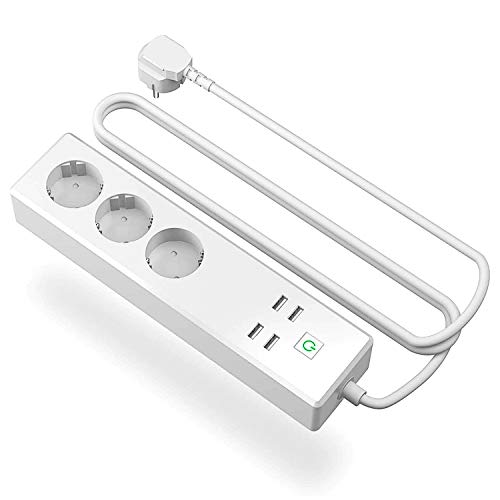 Meross Intelligente Steckdosenleiste Smart WLAN Mehrfachsteckdose mit Überspannungsschutz mit 3 AC Ausgänge und 4 USB Anschlüsse Kompatibel mit Alexa, Google Home und SmartThings mit App Fernsteuerung