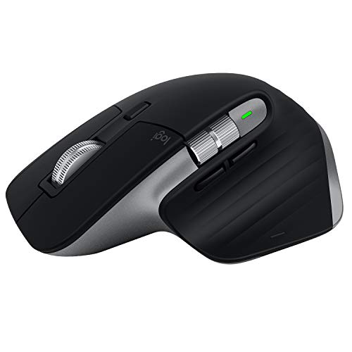 Logitech MX Master 3 Kabellose Maus, Bluetooth und 2.4 GHz Verbindung via USB-Empfänger, 4000 DPI Sensor, Ultra-schnelles Scrollen, Für alle Oberflächen, 7 Tasten, PC/Mac/iPadOS - Dunkelgrau