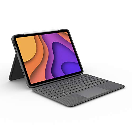 Logitech Folio Touch iPad Tastatur-Case mit Trackpad und Smart Connector für Air 11 Zoll (M2 und M3), Air (4. und 5. Generation), Deutsches QWERTZ-Layout - Grau