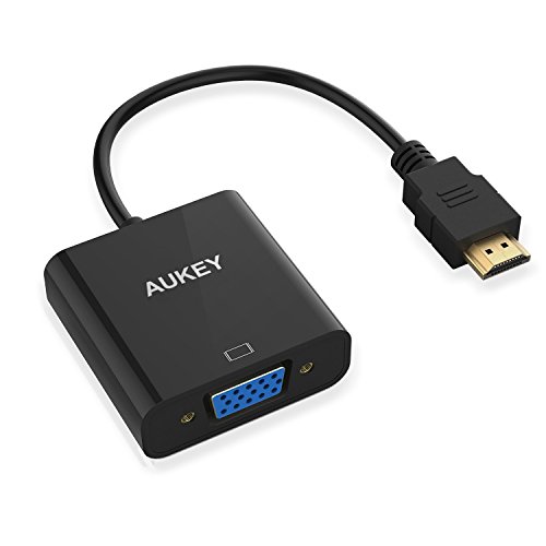 AUKEY HDMI auf VGA Adapter 1080P Konverter Kompatibel mit DVD Player, Laptop, Ultrabook, TV Box, Xbox, HDTV usw. - Schwarz