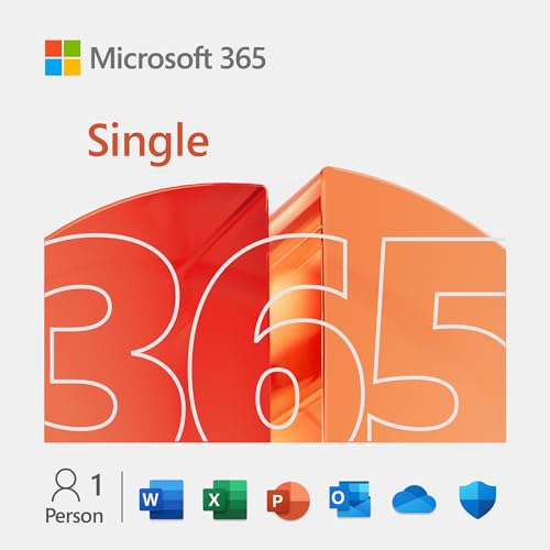 Microsoft 365 Single | 1 Jahr | 1 Person | Office Apps mit KI | 1 TB Cloudspeicher | Aktivierungscode per E-Mail