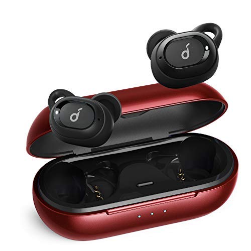 soundcore by Anker Liberty Neo Bluetooth Kopfhörer, Kabellose Kopfhörer mit Premium Klangprofil, intensiver Bass, IPX7 Wasserschutz, Bequemer Halt, Bluetooth 5.0 (Rot)