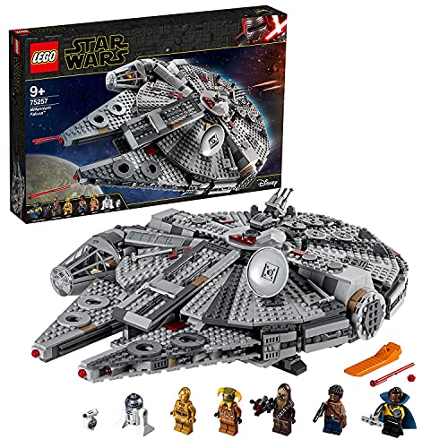 Lego 75257 Star Wars Millennium Falcon Raumschiff Bauset mit Finn, Chewbacca, Lando Calrissian, Boolio, C-3PO, R2-D2 und D-O, Der Aufstieg Skywalkers Kollektion
