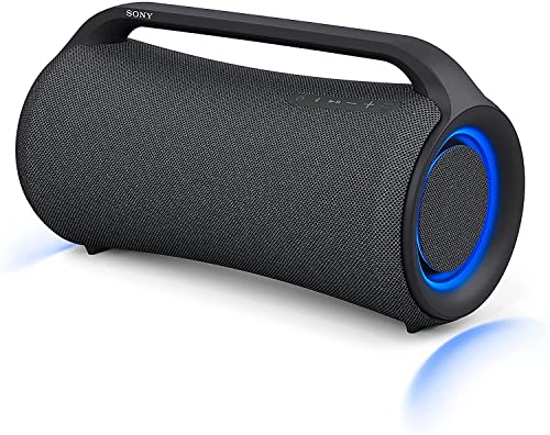 Sony SRS-XG500 tragbarer, robuster Bluetooth Party Lautsprecher mit sattem Sound, Beleuchtung und 30h Akku (IP66, MEGA BASS, Schnellladefunktion, Party Connect) Schwarz