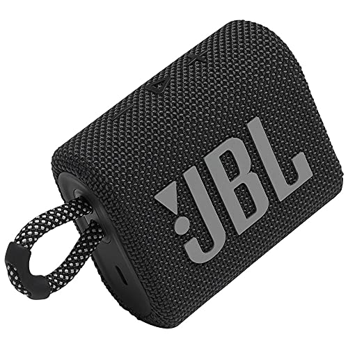 JBL GO 3 kleine Bluetooth Box in Schwarz – Wasserfester, tragbarer Lautsprecher für unterwegs – Bis zu 5h Wiedergabezeit mit nur einer Akkuladung. (1er Pack)