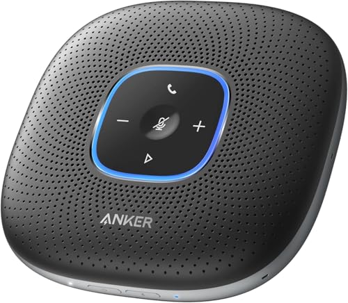 Anker PowerConf Bluetooth Konferenzlautsprecher mit 6 integrierten Mikrofonen, verbesserter Tonaufnahme, 24 St. Akku, USB-C Konnektivität, für Homeoffice (Schwarz)