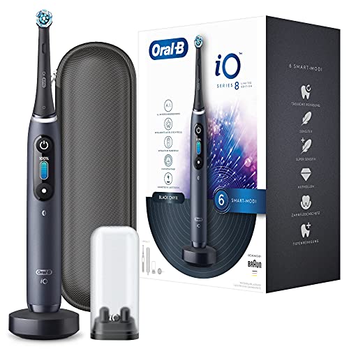 Oral-B iO Series 8 Elektrische Zahnbürste/Electric Toothbrush, 6 Putzmodi für Zahnpflege, Magnet-Technologie, Farbdisplay & Reiseetui, Limited Edition, black onyx
