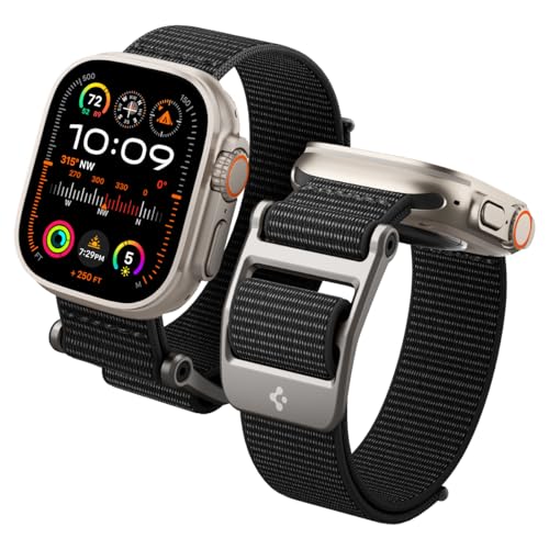 Spigen DuraPro Flex Armband Entwickelt für Apple Watch Ultra 2 / Ultra 49mm, Serie 9/8/7 45mm, Serie SE2/6/SE/5/4 44mm und Serie 3/2/1 42mm - Schwarz